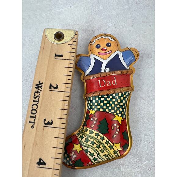 1999 Hallmark Dad/ Pressed Tin‎ Gingerbread Man in Stocking - Picture 4 of 6